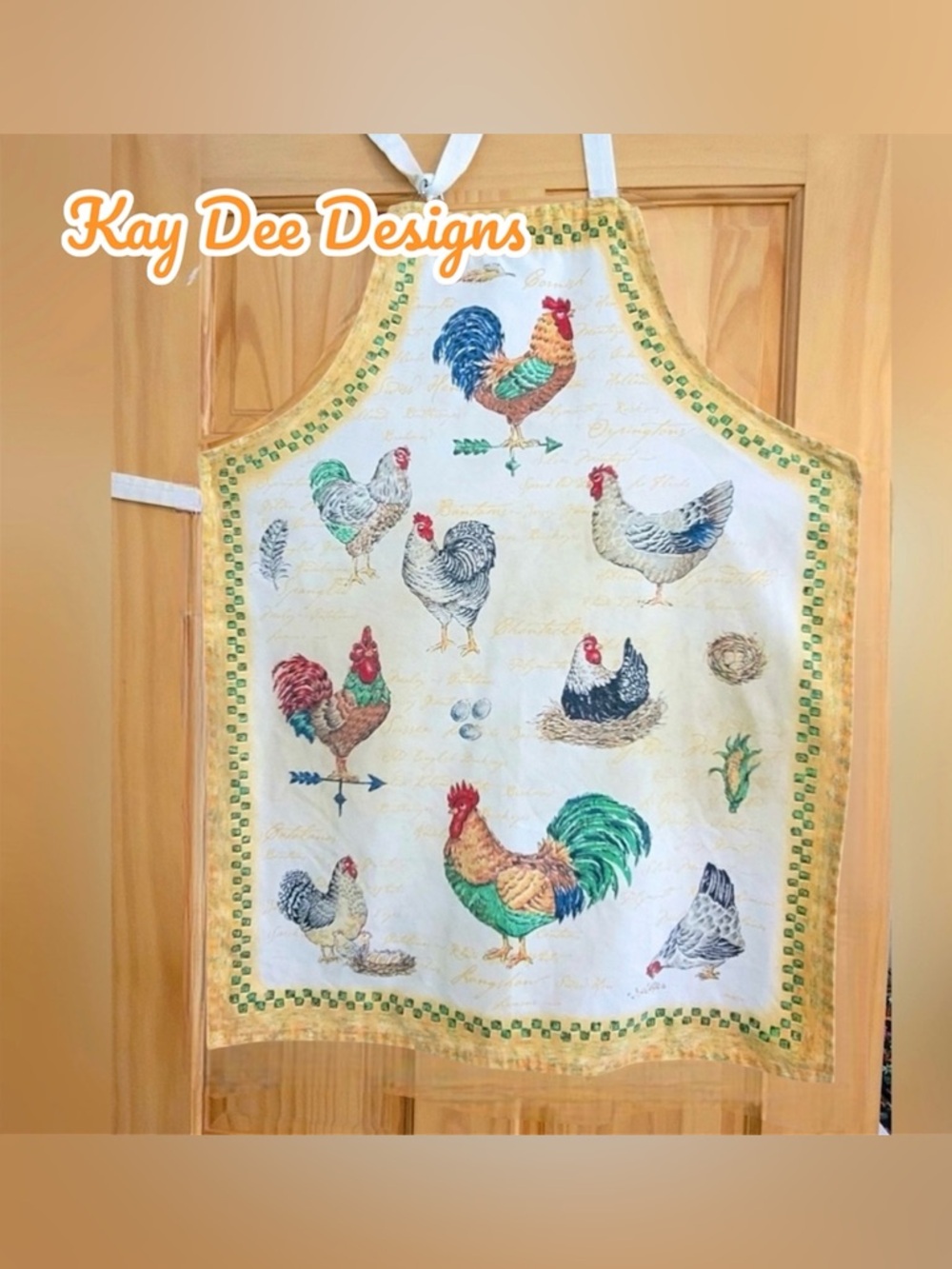 Kay Dee Designs Barnyard Rooster Chicken Hen Apron USA Collectible